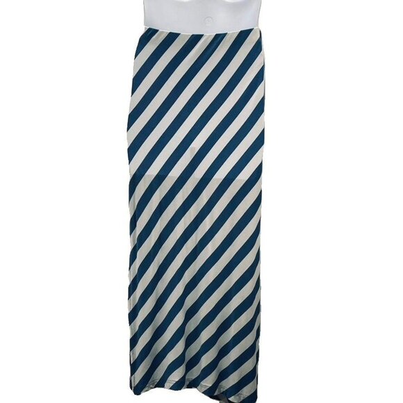 Design History Womens Diagonal Stripe Maxi Skirt Blue & White Size M - Picture 2 of 5